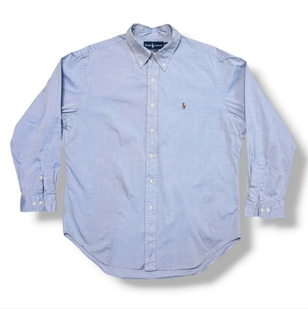 RALPH LAUREN Blue Classic Fit Button Down Collar Dress Shirt